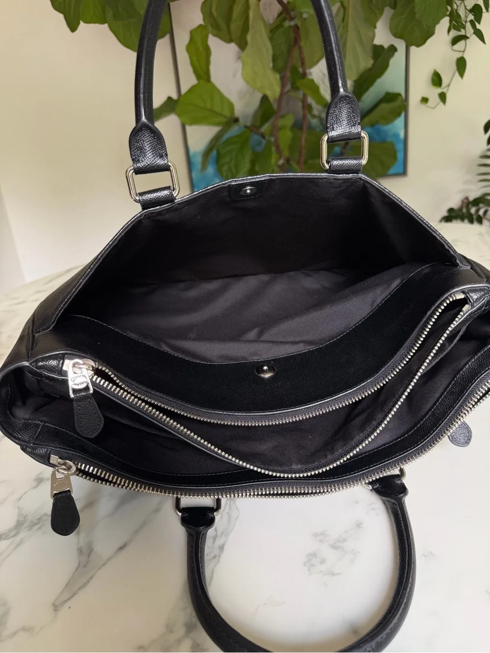 Coach Perry Metropolitan Tote Briefcase Laptop Bag in Black Leather F59141
